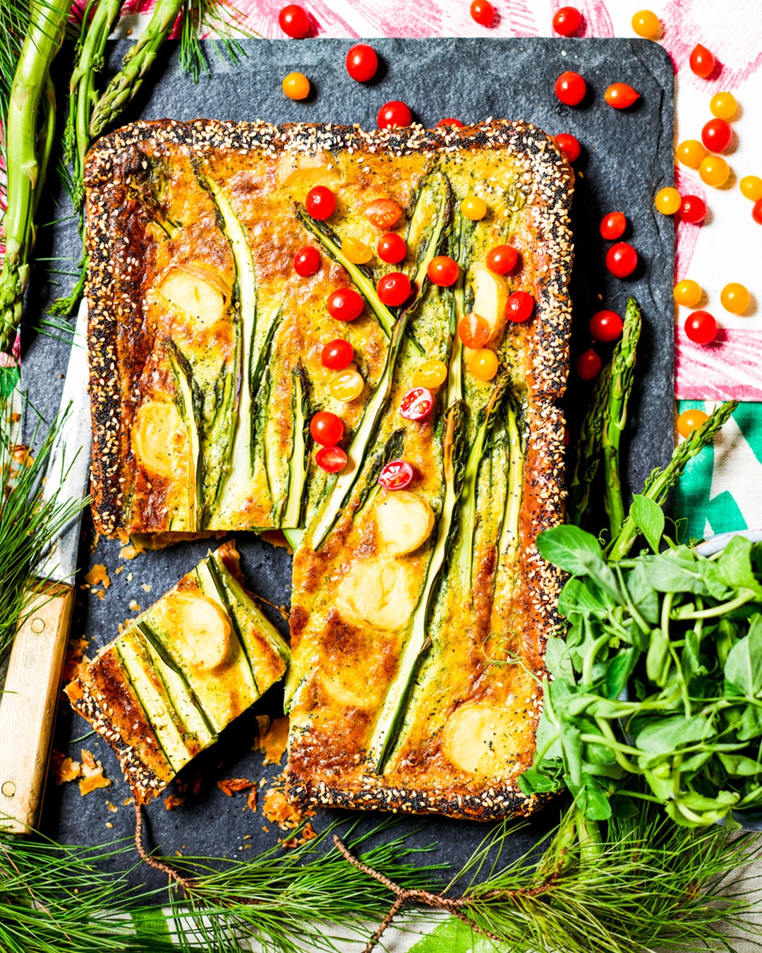 Asparagus, Baby Potato and Whipped Cheese Tart